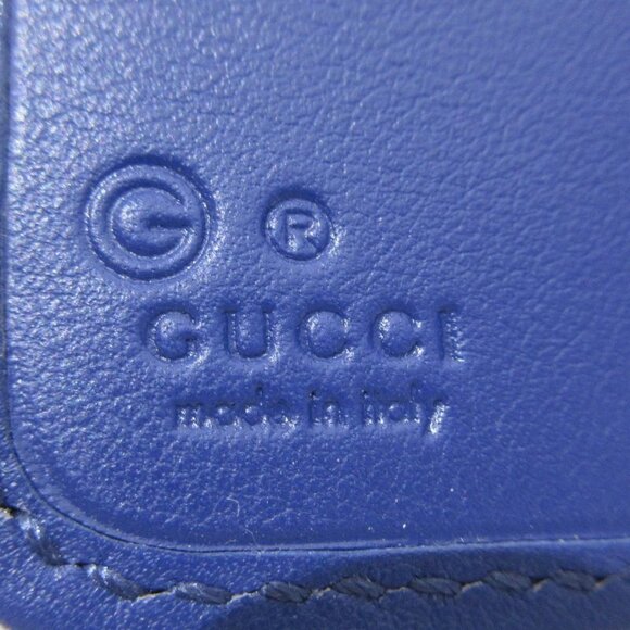 GUCCI Micro Guccissima Blue Leather Bifold Wallet 220-081025 - Picture 10 of 10